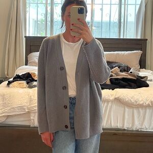 Jenni Kayne cashmere cocoon cardigan, dusty blue size XS